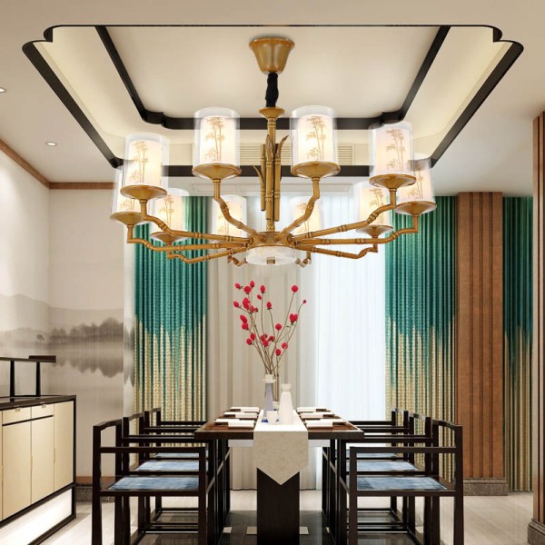 現代中式餐廳金色吊燈 高檔餐廳中式吊燈